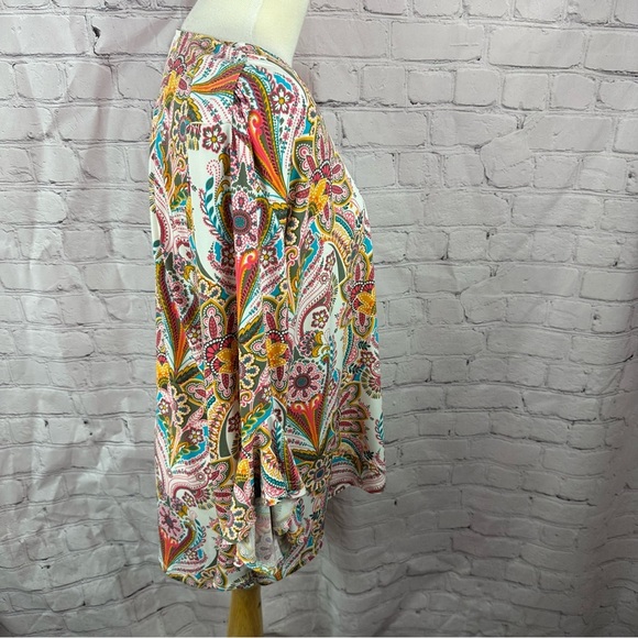 allison daley Colorful Paisley peasant Top boho western business casual sz L - Picture 2 of 9